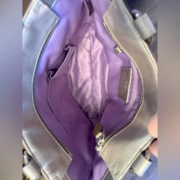 Coach Penelope Metallic Pebbled Leather Shoulder Bag - Picture 11 of 15